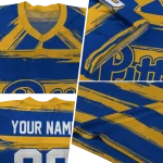 customized pittsburgh panthers art stripe royal blue jersey best selling