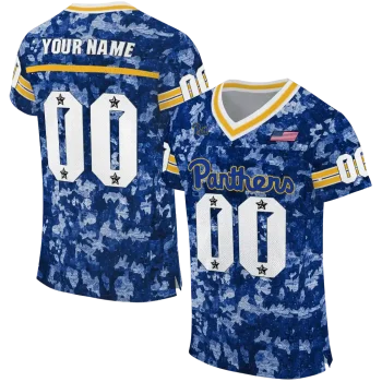 customized pittsburgh panthers camouflage abstract royal blue jersey best selling