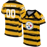 customized pittsburgh steelers art stripe gold jersey best selling
