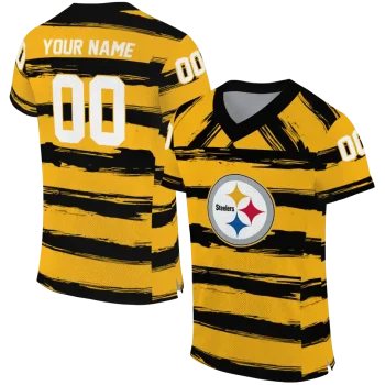 customized pittsburgh steelers art stripe gold jersey best selling