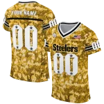 customized pittsburgh steelers camouflage abstract gold jersey best selling