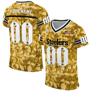 customized pittsburgh steelers camouflage abstract gold jersey best selling