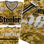 customized pittsburgh steelers camouflage abstract gold jersey best selling