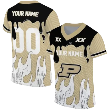 customized purdue boilermakers dripping flames gold white jersey best selling