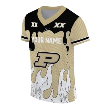 customized purdue boilermakers dripping flames gold white jersey fashion forward