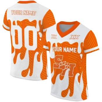 customized sam houston bearkats dripping flames orange white jersey best selling