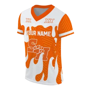 customized sam houston bearkats dripping flames orange white jersey fashion forward