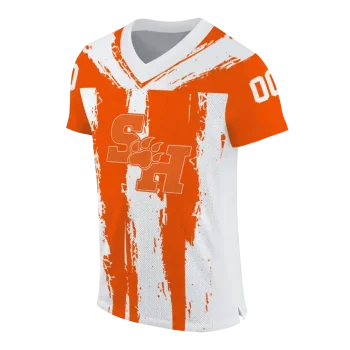 customized sam houston bearkats striped texture orange jersey fashion forward