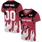 customized san diego state aztecs dripping flames red white jersey best selling