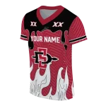 customized san diego state aztecs dripping flames red white jersey best selling