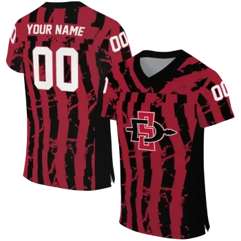 customized san diego state aztecs stripe splatter red jersey best selling
