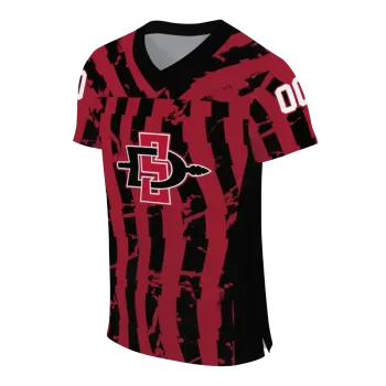 customized san diego state aztecs stripe splatter red jersey fashion forward