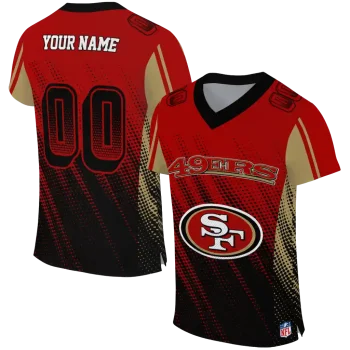 customized san francisco 49ers halftone fade red black jersey best selling