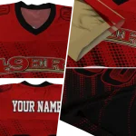 customized san francisco 49ers halftone fade red black jersey best selling