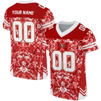 customized san francisco 49ers mirrored pattern red jersey best selling