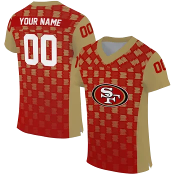 customized san francisco 49ers stacked rectangle red jersey best selling