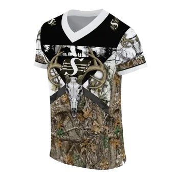 customized saskatchewan roughriders antler skull camouflage hunting jersey fashion forward