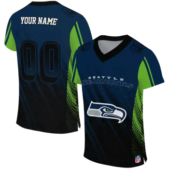 customized seattle seahawks halftone fade blue black jersey best selling