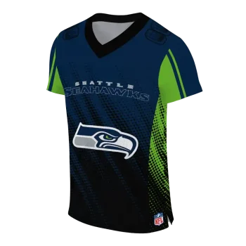 customized seattle seahawks halftone fade blue black jersey fashion forward
