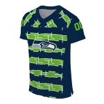 customized seattle seahawks layered grids blue jersey best selling