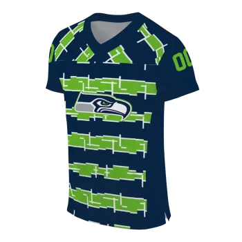 customized seattle seahawks layered grids blue jersey fashion forward
