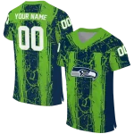 customized seattle seahawks rugged stripes blue jersey best selling