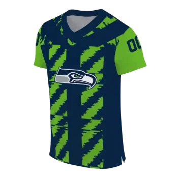 customized seattle seahawks stripe block blue jersey fashion forward