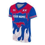 customized smu mustangs dripping flames blue white jersey best selling