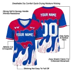 customized smu mustangs dripping flames blue white jersey best selling