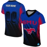 customized smu mustangs halftone flow blue black jersey best selling