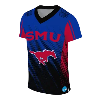customized smu mustangs halftone flow blue black jersey fashion forward