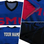 customized smu mustangs halftone flow blue black jersey best selling