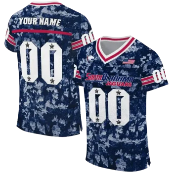 customized south alabama jaguars camouflage abstract blue jersey best selling