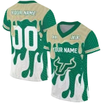customized south florida bulls dripping flames green white jersey best selling