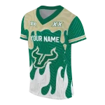 customized south florida bulls dripping flames green white jersey best selling