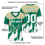 customized south florida bulls dripping flames green white jersey best selling