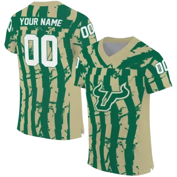 customized south florida bulls stripe splatter green jersey best selling