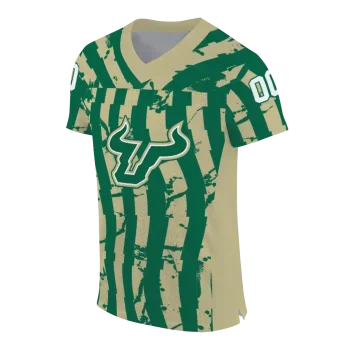 customized south florida bulls stripe splatter green jersey fashion forward