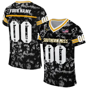 customized southern miss golden eagles camouflage abstract black jersey best selling