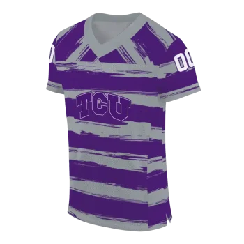customized tcu horned frogs art stripe purple jersey fashion forward