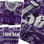 customized tcu horned frogs camouflage abstract purple jersey best selling