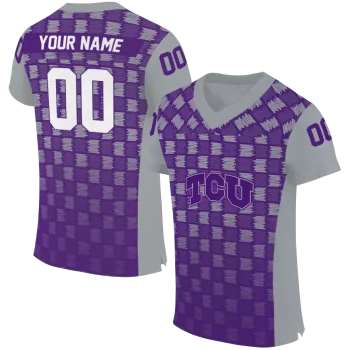 customized tcu horned frogs stacked rectangle purple jersey best selling