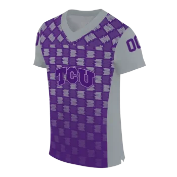 customized tcu horned frogs stacked rectangle purple jersey fashion forward