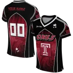 customized temple owls halftone slant red black jersey best selling