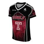 customized temple owls halftone slant red black jersey best selling