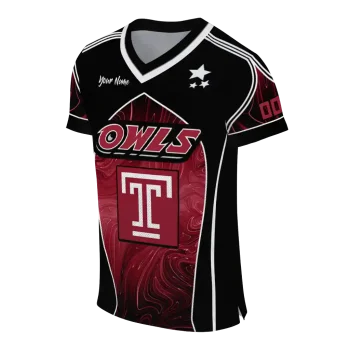 customized temple owls halftone slant red black jersey fashion forward