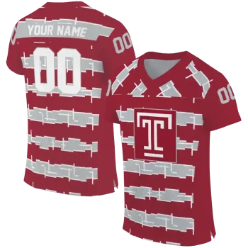customized temple owls layered grids red jersey best selling