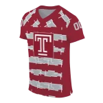 customized temple owls layered grids red jersey best selling