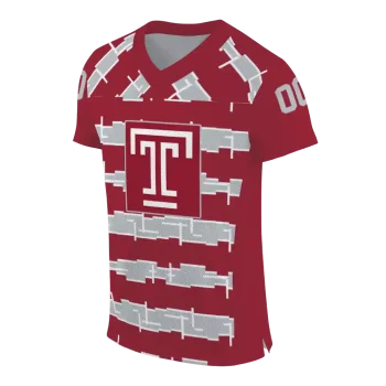 customized temple owls layered grids red jersey fashion forward