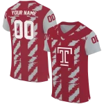 customized temple owls stripe block red jersey best selling